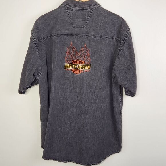 Harley Davidson Vintage Button Shirt Embroidered Logo Size L - Picture 5 of 10